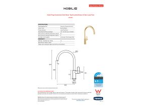 Specification Sheet - Nobili Flag Gooseneck Sink Mixer Tap Brushed Brass (4 Star) Lead Free