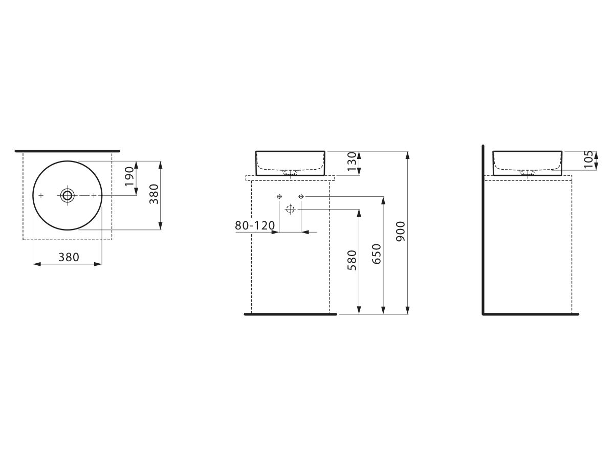 LAUFEN Living Counter Basin 380mm White