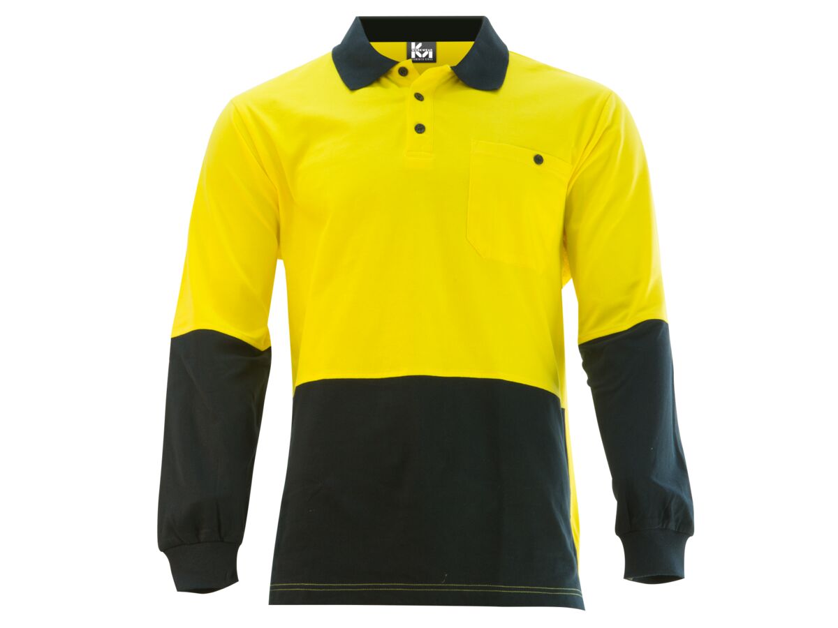 Mak Workwear LS Polo Yellow/Navy S