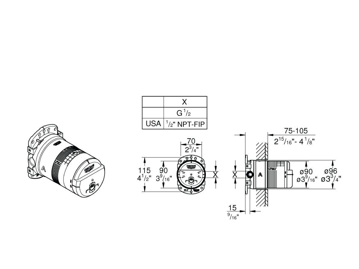 GROHE Rainshower SmartActive Inwall Body
