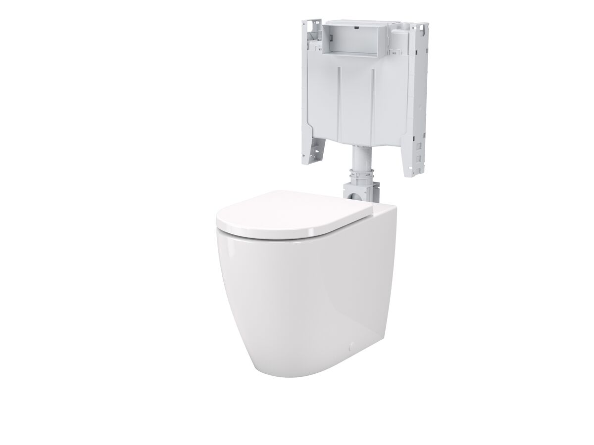 Hero - Caroma Forma II Cleanflush Invisi Back to Wall Overheight Toilet Suite with Soft Close Quick Release Seat White (4 Star)