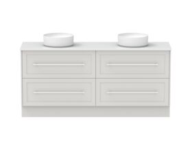 Hero - Kado Lux All Drawer 1800mm Floor Mounted Vanity Double Basin 20mm - Feather Grey - Front