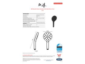 Specification Sheet - Milli Marq Edit Shower Handpiece Only Matte Black (3 Star)