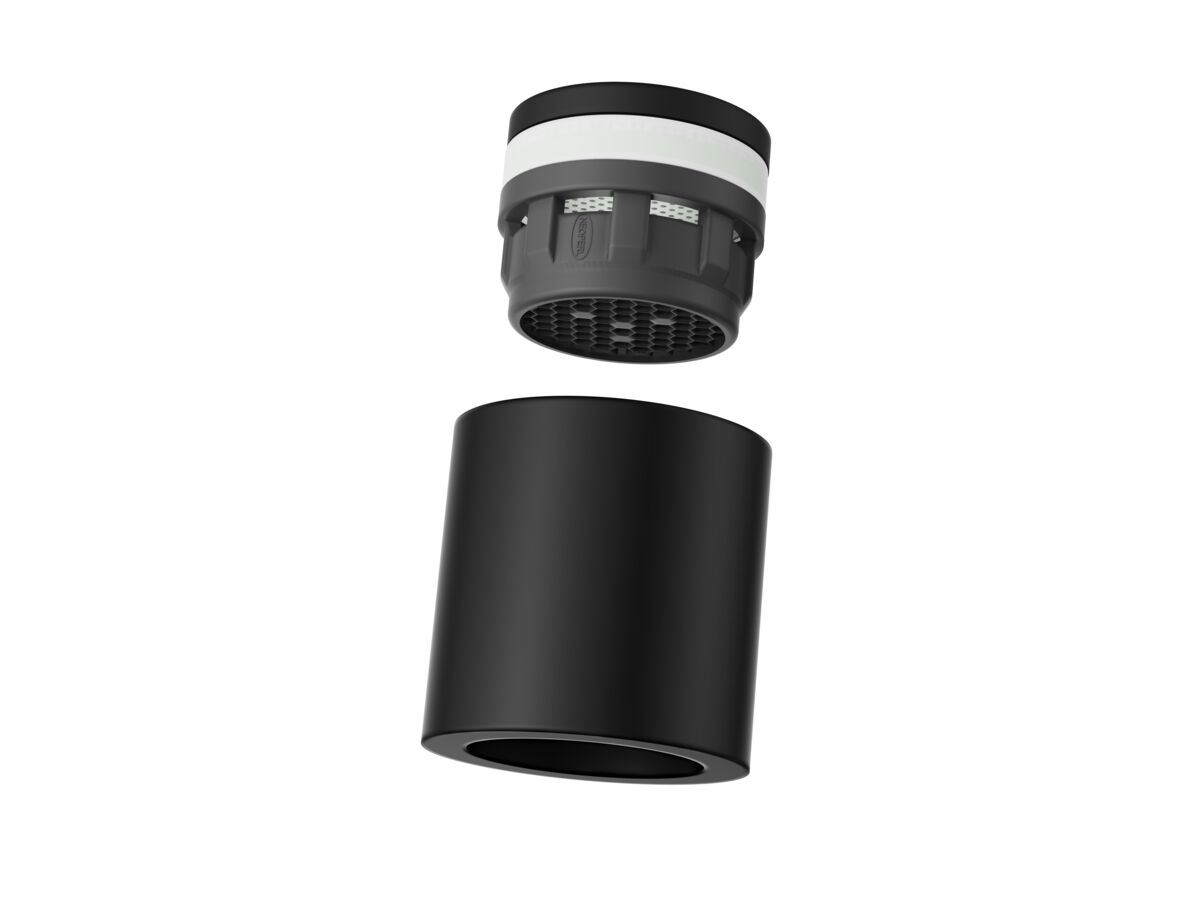 Supporting Image - Posh Bristol Pin Gooseneck Sink Mixer Tap Matte Black (4 Star) Lead Free - Aerator