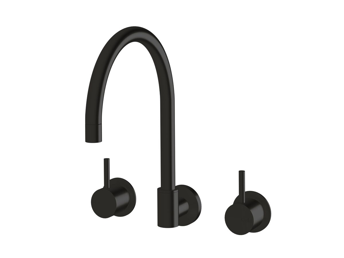 Hero - Sussex Scala Wall Sink Set Curved LUX PVD Matte Opium Black (3 Star)