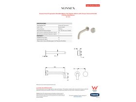 Specification Sheet - Sussex Pure Progressive Wall Bath Mixer Tap System 250mm with Cirque Textured Handle PVD Brushed Nickel
