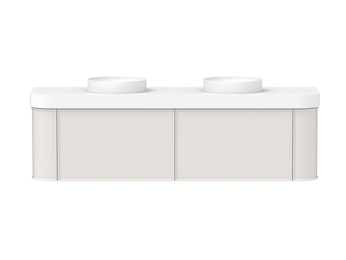 Hero - Kado Era Double Curve All Drawer 1800mm Wall Hung Vanity Double Basin 90mm Durasein Top Feather Grey