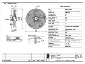 Specification Sheet - Tecumseh 560mm 1ph Fan Motor Assembly 7552535