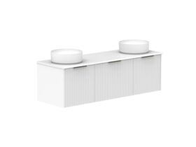 Supporting Image 2- Kado Neue Fluted Square All Drawer 1500mm Wall Hung Vanity with Double Basin 20mm Top Ultra White
