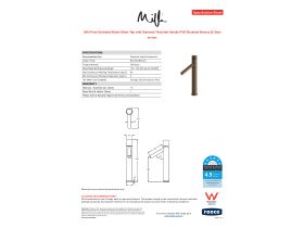 Specification Sheet - Milli Pure Extended Basin Mixer Tap with Diamond Textured Handle PVD Brushed Bronze (6 Star)