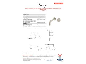 Specification Sheet - Milli Pure Progressive Wall Bath Mixer Tap System 160mm with Cirque Textured Handle PVD Brushed Nickel