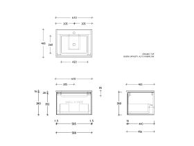 Posh Domaine All-Drawer Single 600 Wall Hung Ceramic