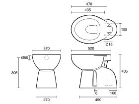 Technical Drawing - Wolfen Link Concealed S Trap Pan White (4 Star)