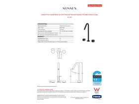 Specification Sheet - Sussex Pure Vessel Basin Set with Diamond Textured Handles PVD Matte Black (5 Star)