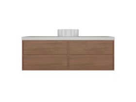 Supporting Image - Kado Aspect Wall Hung Vanity Unit 1500mm Single Bowl 4 Drawer Corian 50mm Top - Florentine Walnut