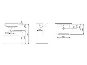 LAUFEN Pro A Semi Recessed Basin 560mm x 440mm 1 Taphole White