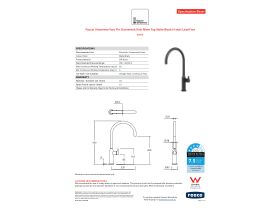 Specification Sheet - Faucet Strommen Vara Fin Gooseneck Sink Mixer Tap Matte Black (4 Star) Lead Free