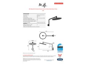 Specification Sheet - Milli Marq Edit Overhead Shower with Arm 250mm Matte Black (4 Star)