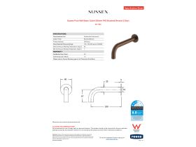Specification Sheet - Sussex Pure Wall Basin Outlet 250mm PVD Brushed Bronze (3 Star)