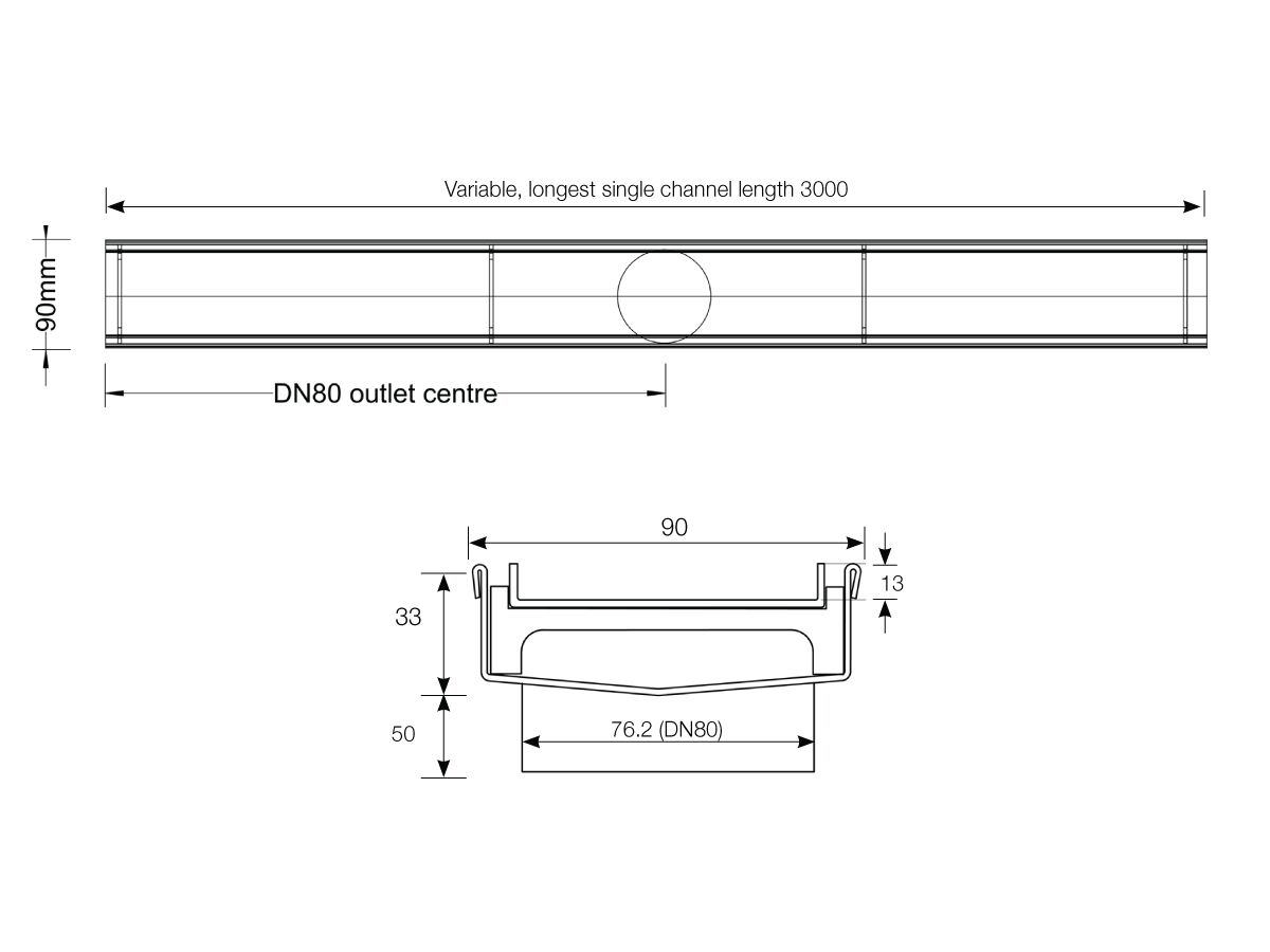 Kado Lux Tile Insert Channel Welded Ends Made to Length Satin