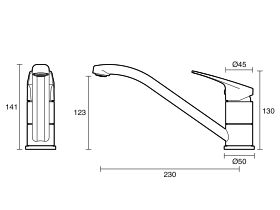 Technical Drawing  - Wolfen Stainless Steel Sink Mixer