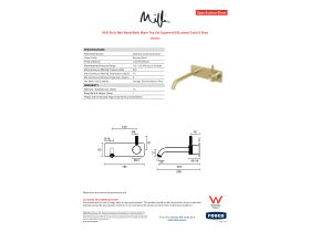 Specification Sheet - Milli Etch Wall Basin/Bath Mixer Tap Set Square Kit Brushed Gold (6 Star)