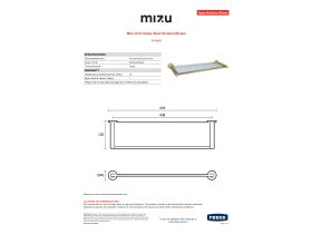 Specification Sheet - Mizu Drift Glass Shelf Brushed Brass