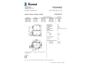 Technical Specifications - Tecumseh Compressor 4HP R404 MHBP TAG4546Z-V