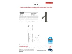 Specification Sheet - Sussex Pure Basin Mixer with Cirque Textured Handles PVD Brushed Gunmetal (6 Star) Lead Free