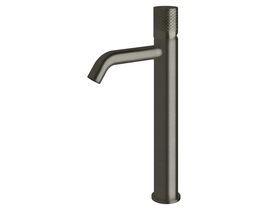 Sussex Pure Extended Basin Mixer Tap Curved Spout with Diamond Textured Handle PVD Brushed Gunmetal (5 Star)