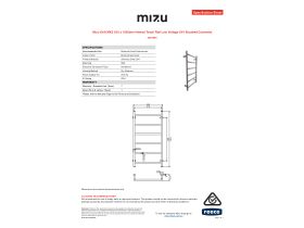 Specification Sheet - Mizu Drift MK2 550 x 1050mm Heated Towel Rail Low Voltage 24V Brushed Gunmetal