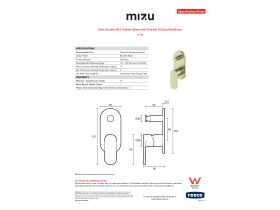 Specification Sheet - Mizu Soothe MK2 Shower Mixer with Diverter Kit Brushed Brass