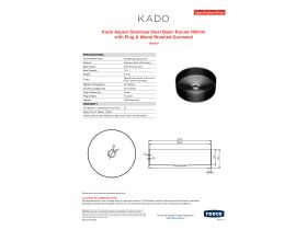 Specification Sheet - Kado Aspect Stainless Steel Basin Round 400mm with Plug & Waste Brushed Gunmetal