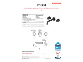Specification Sheet - Mizu Drift Wall Basin / Bath Set with Curved Spout 200mm Matte Black (6 Star) Lead Free