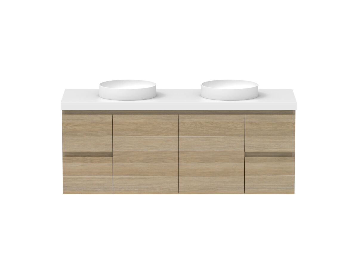 Hero - Posh Domaine 1500mm Wall Hung Vanity Unit Conventional Double Bowl 50mm Top