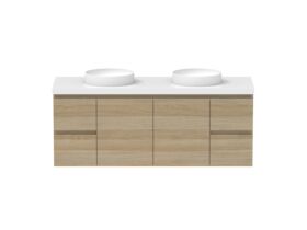 Hero - Posh Domaine 1500mm Wall Hung Vanity Unit Conventional Double Bowl 50mm Top