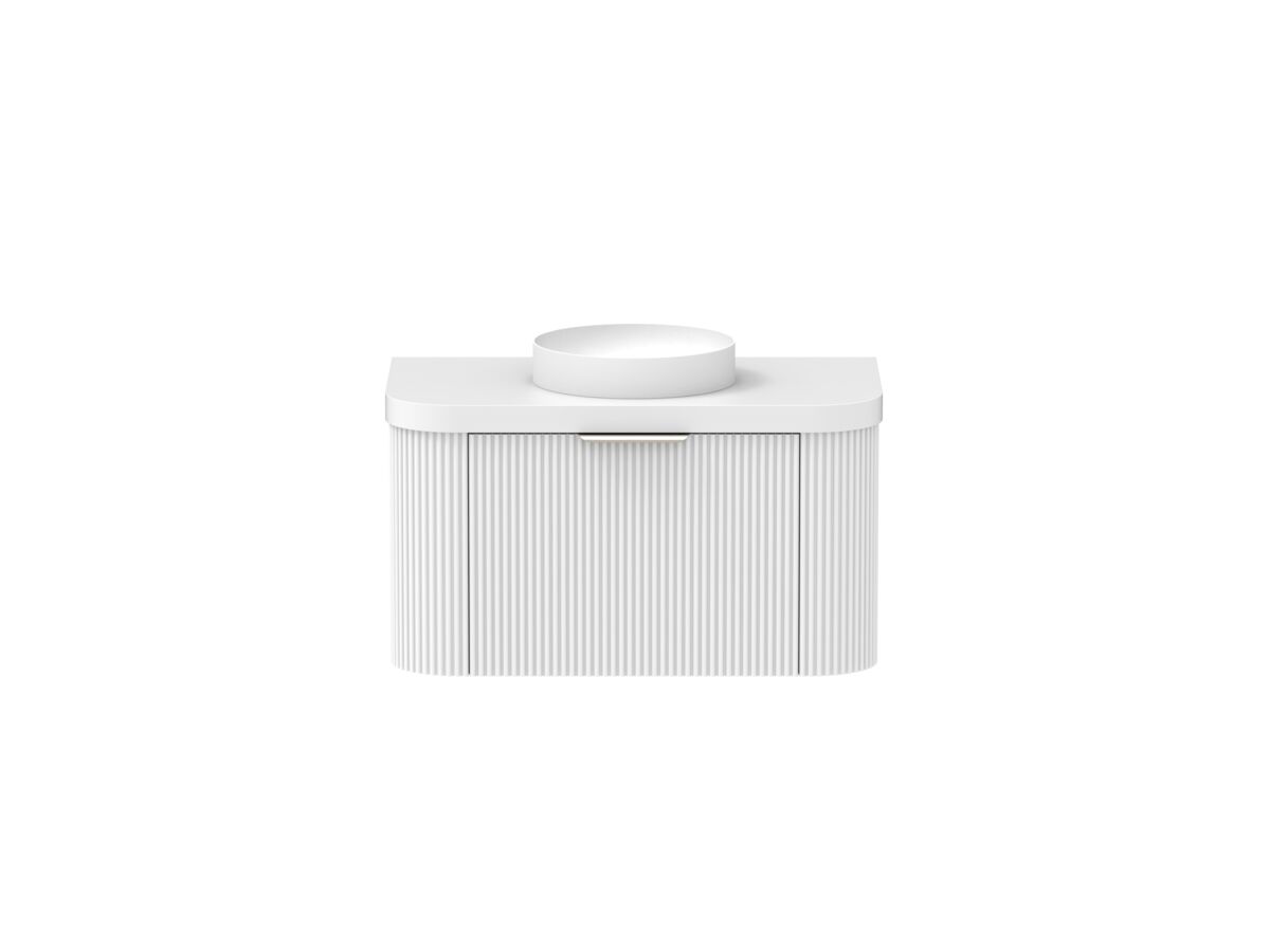 Supporting Image - Kado Neue Fluted Double Curve All Drawer 900mm Wall Hung Vanity with Centre Basin Durasein 50mm Top Ultra White