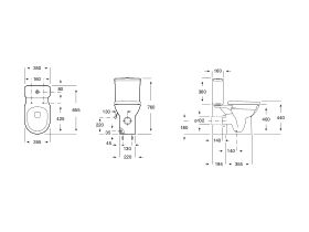 Roca Debba Rimless Close Coupled P Trap Bottom Inlet Toilet Suite (4 Star)