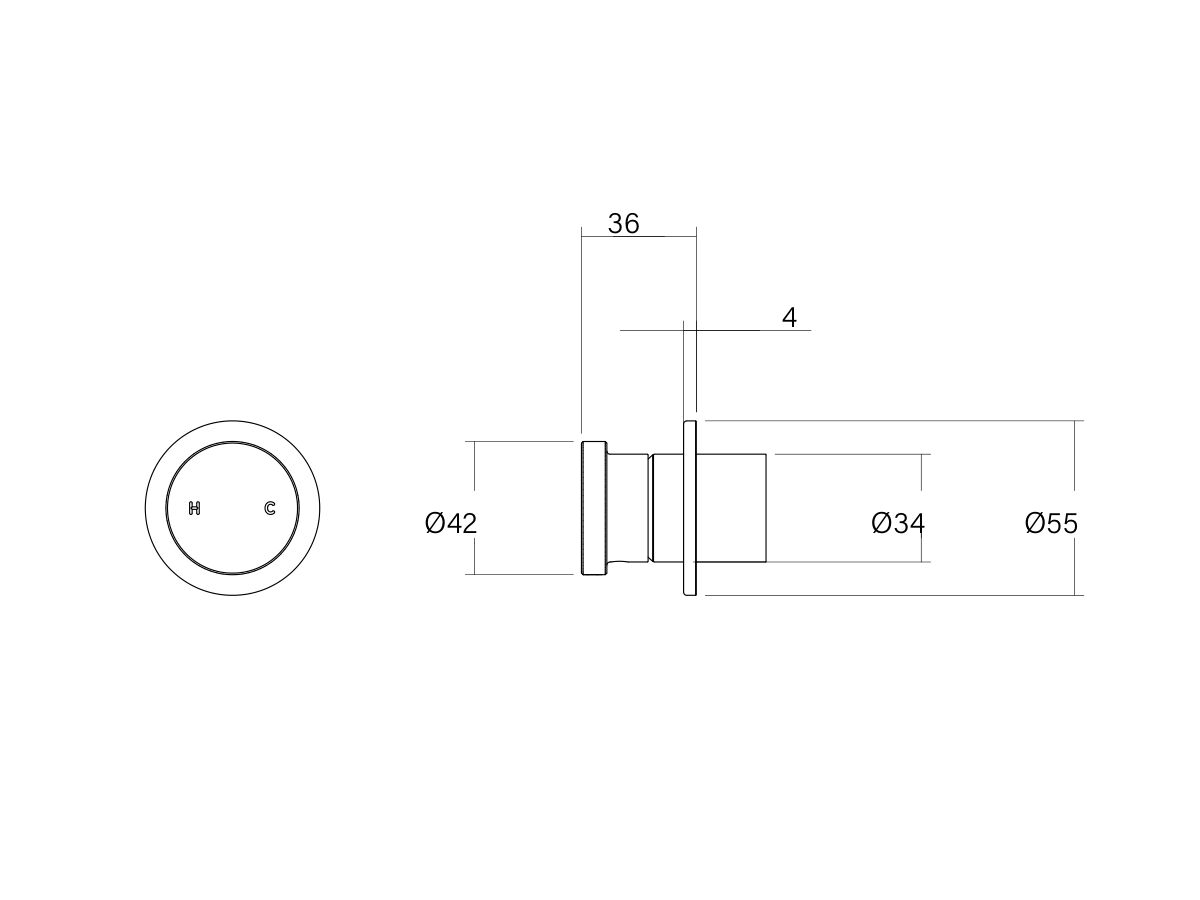 Technical Drawing - Faucet Strommen Vara Disc Shower Mixer Tap Lead Free