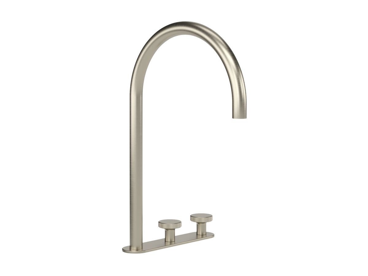 Hero - Faucet Strommen Vara Disc Hob Extended Basin Hostess Tap System Right Hand Brushed Nickel (6 Star) Lead Free