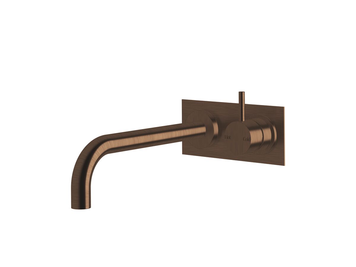 Sussex Scala 25mm Curved Wall Basin Mixer Tap System Right Hand Mixer Tap 250mm Outlet LUX PVD Brushed Rare Bronze (6 Star)