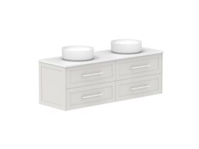 Supporting Image - Kado Lux All Drawer 1500mm Wall Hung Vanity Double Basin 20mm - Feather Grey - Angle
