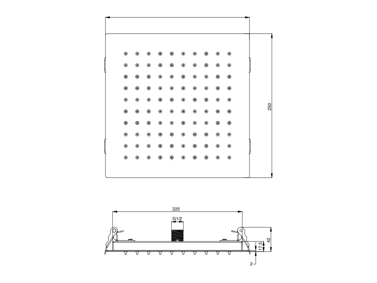 Mizu Bloc Ceiling Shower 250mm (3 Star)