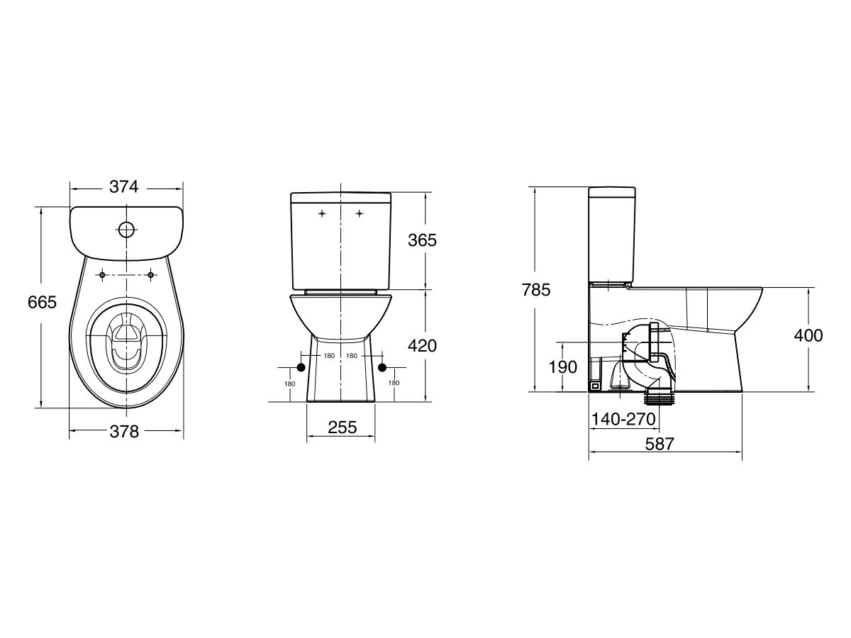 American Standard Studio Close Coupled Back to Wall Bottom Inlet Toilet Suite with with Soft Close Quick Release White/ Chrome