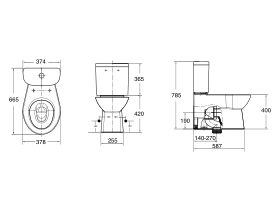 American Standard Studio Close Coupled Back to Wall Bottom Inlet Toilet Suite with with Soft Close Quick Release White/ Chrome