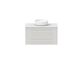 Hero - Kado Lux All Drawer 900mm Wall Hung Vanity Centre Basin 20mm - Feather Grey - Front
