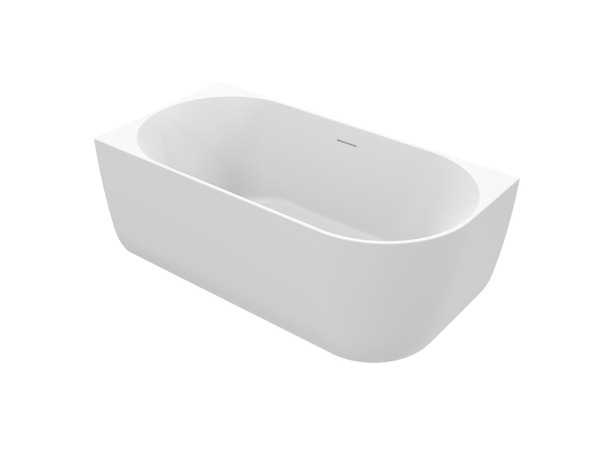 Supporting Image 2 - Posh Solus Back to Corner Freestanding Bath 1500mm Left Corner with Overflow Matte White - Perspective View