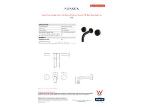 Specification Sheet - Sussex Pure Bath Set 160mm with Diamond Textured Handles PVD Matte Black Lead Free