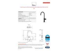 Specification Sheet - Faucet Strommen Vara Disc Gooseneck Basin Mixer Tap Matte Black (6 Star) Lead Free