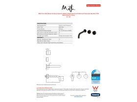 Specification Sheet - Milli Pure Wall Basin Hostess System 200mm Right Hand with Diamond Textured Handles PVD Matte Black (3 Star)